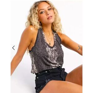 Allsaints Ami Masala Scale Snake Skin Python Print Sleeveless Tank Top Size 6